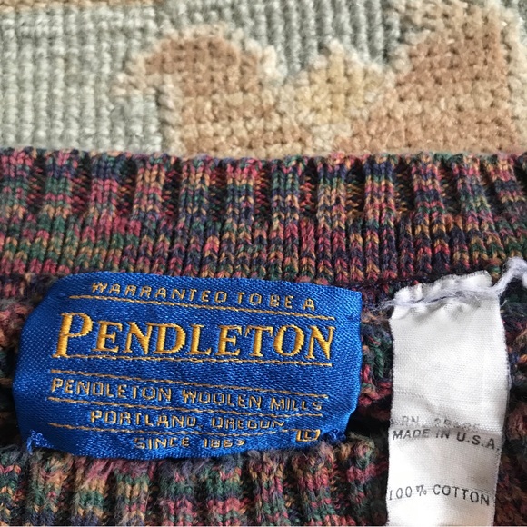 SOLD: Pendleton Sweater Textured Multicolor Made In USA 100% Cotton Womens L - Picture 3 of 14